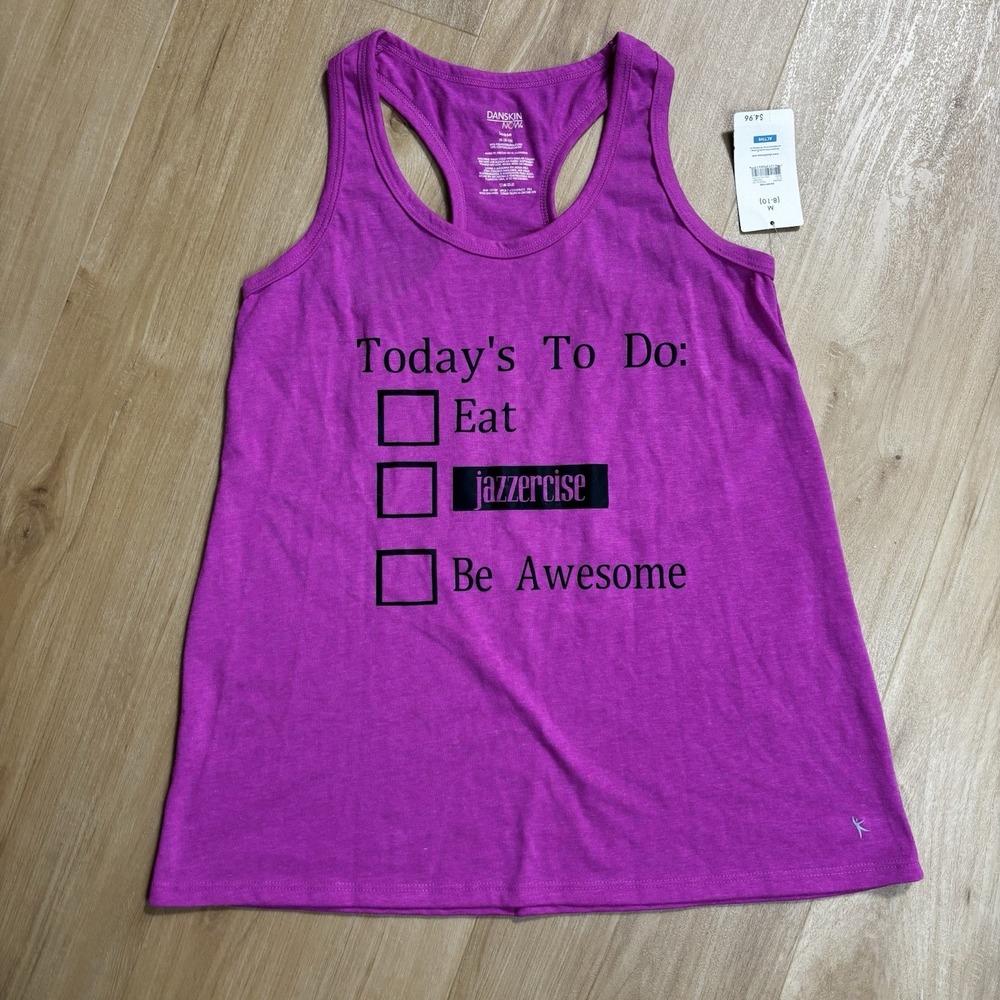 Women's Jazzercize Danskin Workout Tank Top Medium Exercise Gym Loose Fit Pink